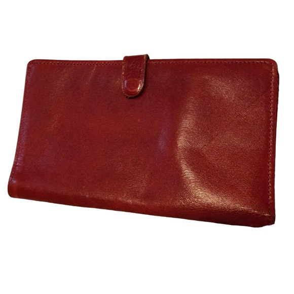 Etons Mello Cowhide Leather Travel Wallet Vintage Red - Picture 1 of 5